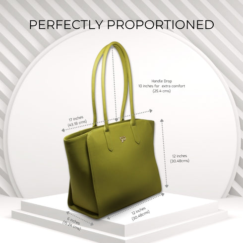 Naina 90 Feet Genuine Leather Lime Green Tote Bag